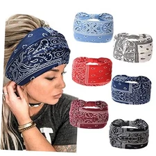 Yeshan Wide Bandana Turbans - Stretch Knotted No10(new paisley colors 6 pcs)