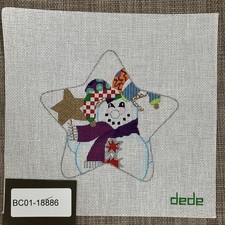 Handpainted Needlepoint Canvas  dede Snowman Jester Star   Read Description 