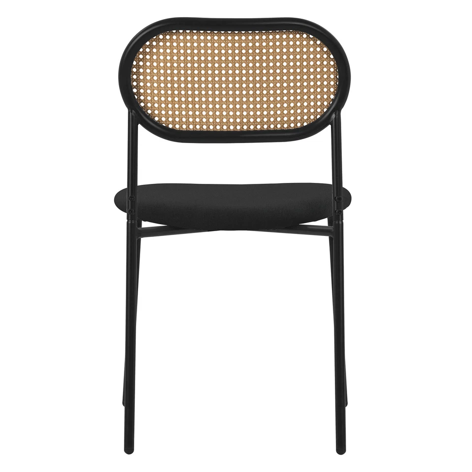 Juego de 4x Sillas de comedor/salón tapizadas negro asiento con respaldo curvado - Imagen 4 de 4