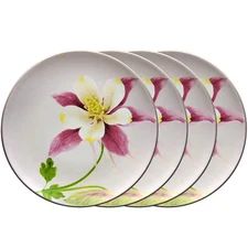 Colorwave Clay 8.25 In. (Tan) Stoneware Floral Accent Plates (Set of 4)