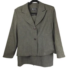 Larry Levine Suits Olive Green 3 Piece Suit Set Blazer Skirt Pants Sz 10