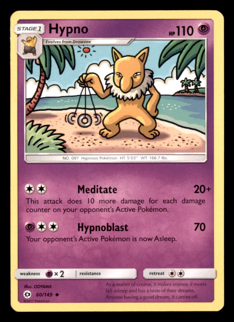 Hypno 60/149 SM Base Set Pokemon Near Mint
