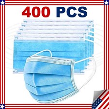 400 Pcs Blue 3-Ply Disposable Face Masks, Non-Medical Breathable Masks