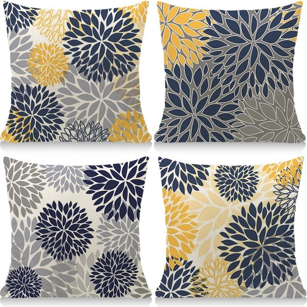 Cirzone Deko Wohnzimmer Kissenbezug 40X40 4Er Set Leinen Outdoor Kissen Boho-image