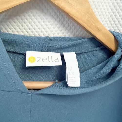 Zella Girl Twist Front Hoodie Long Sleeve Knit Top Blue Size Medium 8/10 - Picture 2 of 9