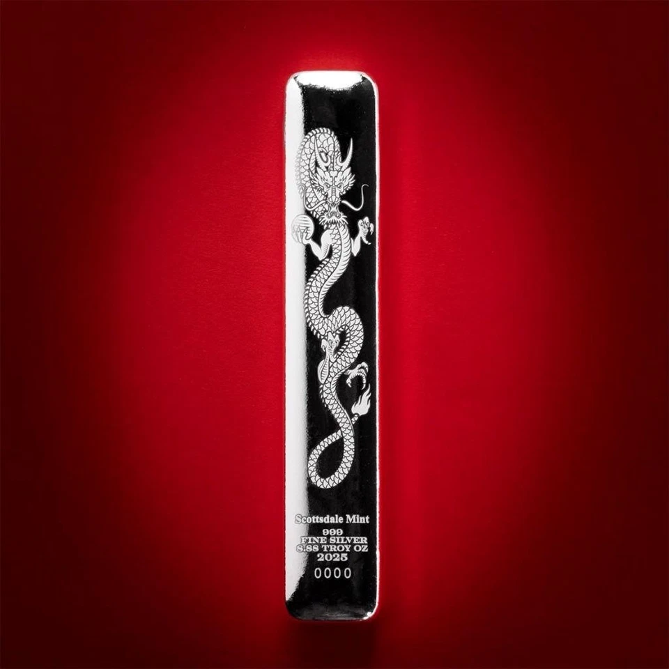 2025 Lucky Dragon Silver Bar - 8.88 oz .999 Fine Silver Bullion Bar #A237