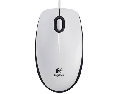 Logitech B100 Optical USB Maus kabelgebunden weiß OEM PC Büro