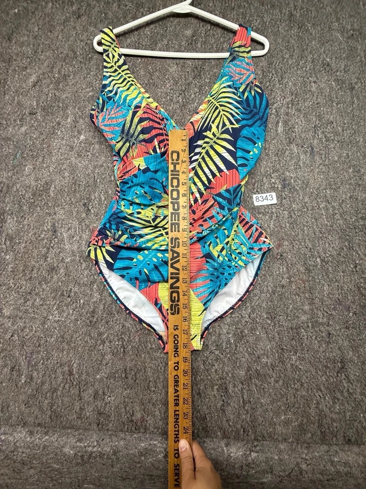 LL Bean Swimsuit Womens Padded Multicolor Floral Tank Size 14R - Image 3 of 4