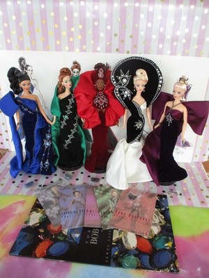 Bob Mackie Jewel Essence Barbie Complete 5 Doll Collection-Deboxed