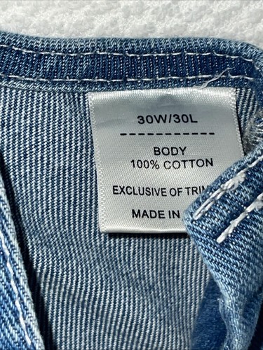 HISEA Mens 30 X 30 Denim Bib Overalls Carpenter Workwear Dungarees Tool Pocket - Picture 6 of 16