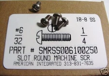 #6-32x1/4 Round Head Slotted Machine Screws Stainless Steel (50)