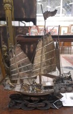 Veliero Cinese In Metallo Argentato Cina XX Secolo