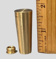 New Old Stock Unfinished Brass Tapered Down Lamp Finial W/ Adapter 1 3/4'' GB22