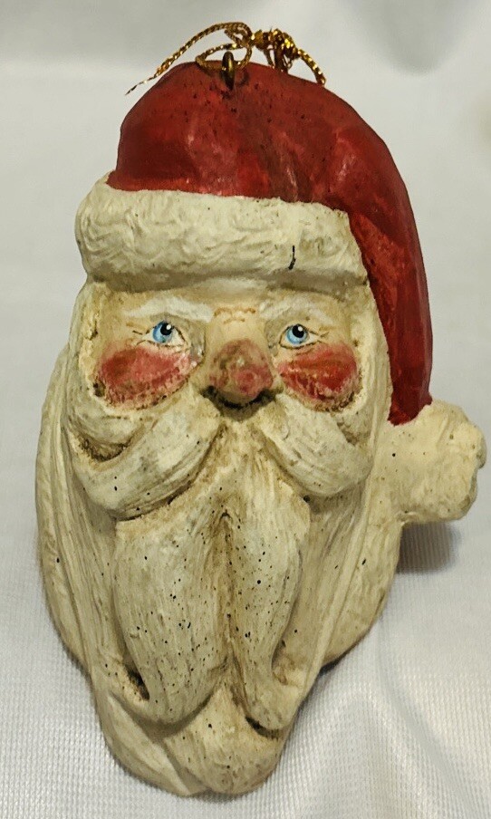 House of Hatten Calla Santa Claus Head Father Christmas Ornament Dated 1988-image