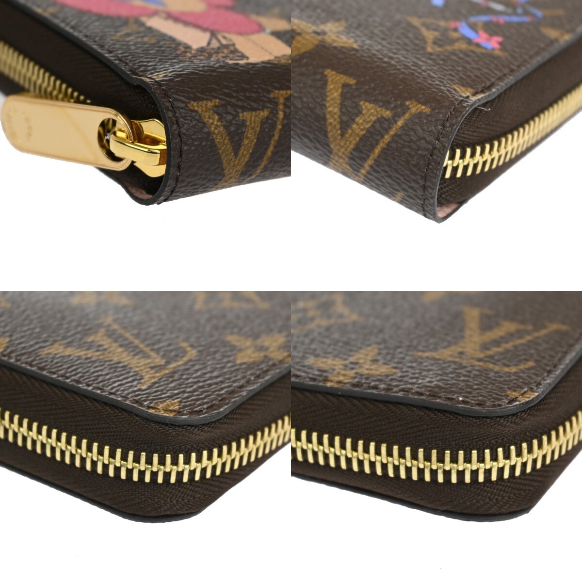 LOUIS VUITTON Zippy Wallet Vivienne Monogram Leather Brown Rose