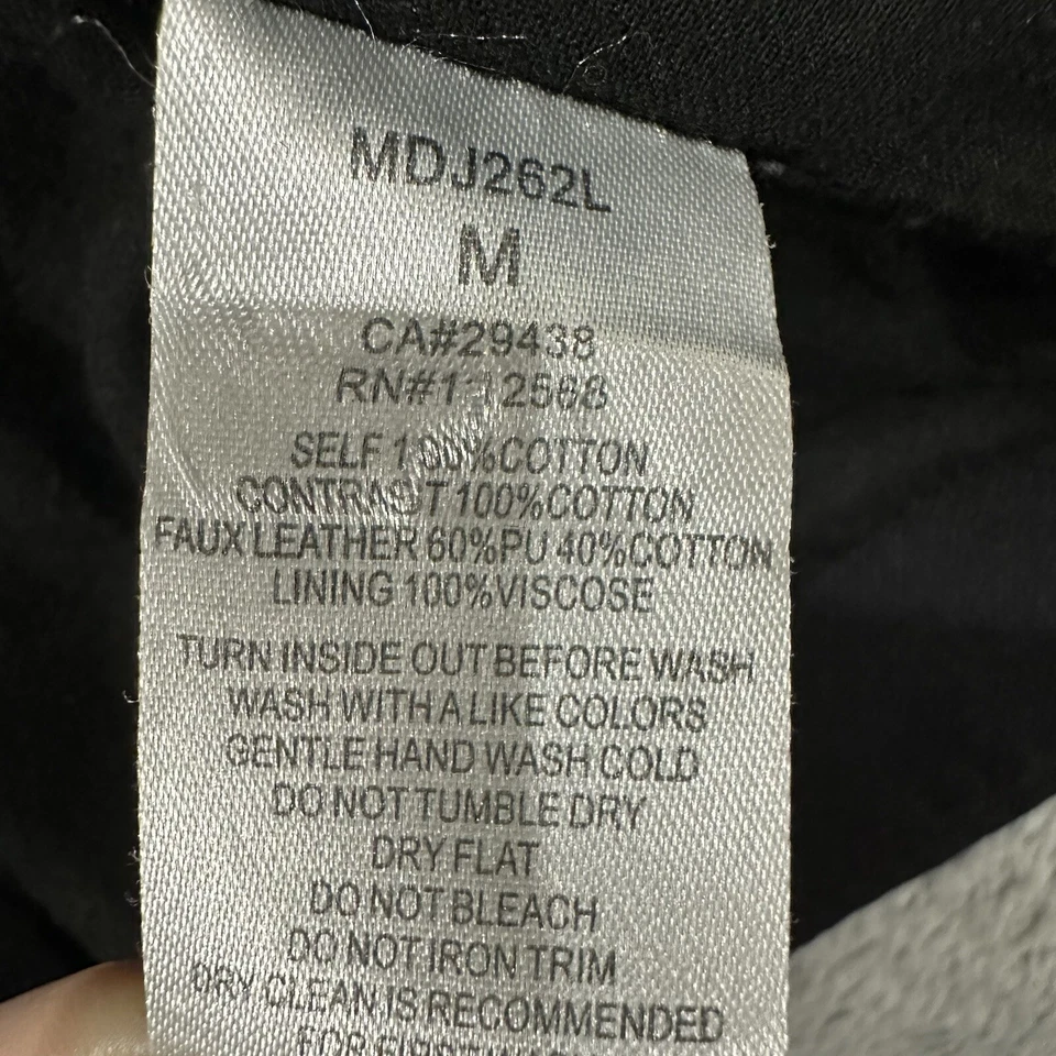 Miss Me Jacket WOmen's Medium Faux Leather Asymmetrical Mock Neck Black Crop - Image 4 of 4