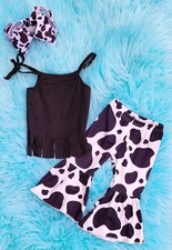 Black Tank Cow Bell Bottom Set
