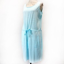 Talbots Plus Blue Striped Pockets Straps Back Sleeveless Midi Dress 0X fits XL