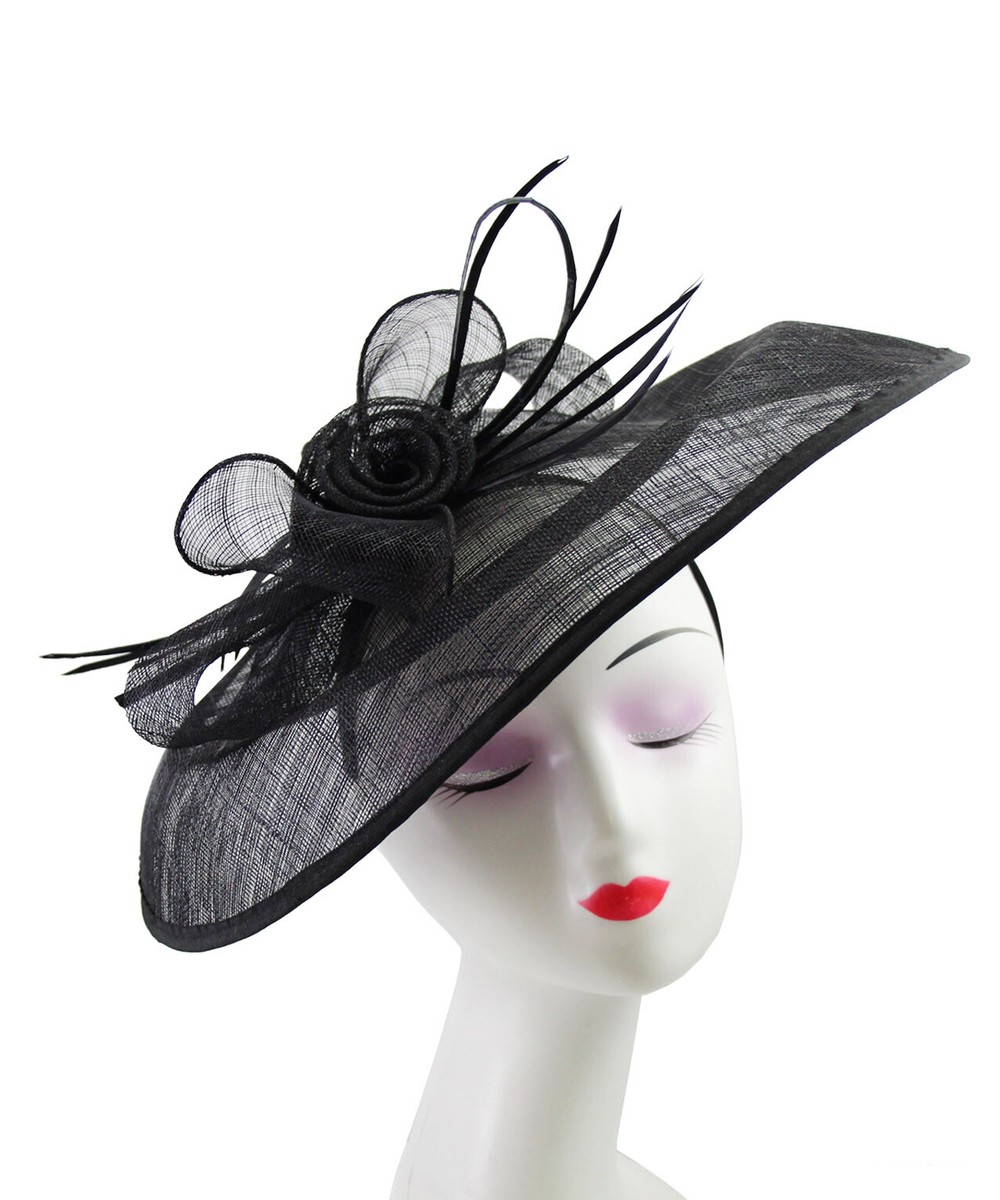 Large Flower Feather Hair Hat Fascinator Headband Wedding  display picture 1