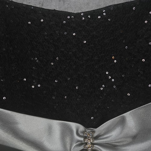 Vintage Ruby Rox Evening Dress 16 Black & Silver Satin Sequins Bubble Hem Prom - Picture 4 of 15
