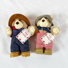 A145 Vintage Furskins Farrell Dudley Bears Holiday Plush 7" Lovey Stuffed Toy