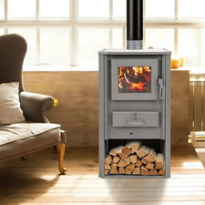 STUFA A LEGNA 7,2KW BLIST ACCIAIO RISCALDAMENTO CASA CON PORTALEGNA CAMINO TERMO