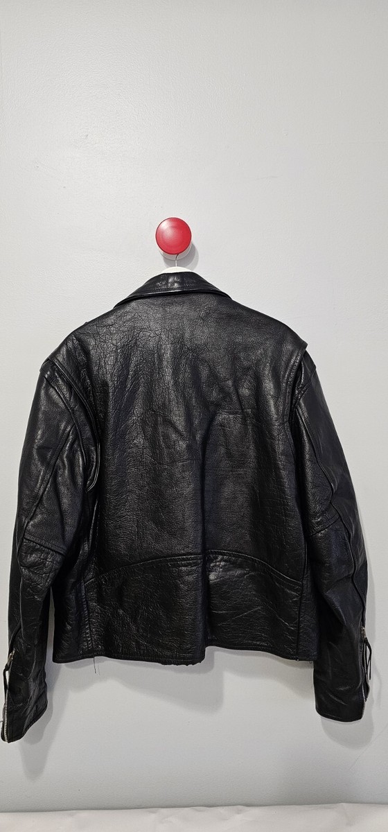 vintage black leather jacket イタリア製 Vintage RAFFAELO Black Leather 3-Button Jacket Car Coat Sz. 44