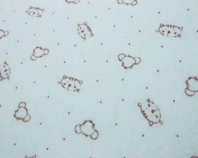 CRS FUR FABRICS Double Sided Supersoft Cuddlesoft Fleece Fabric Material SKY BLUE CAT & MOUSE