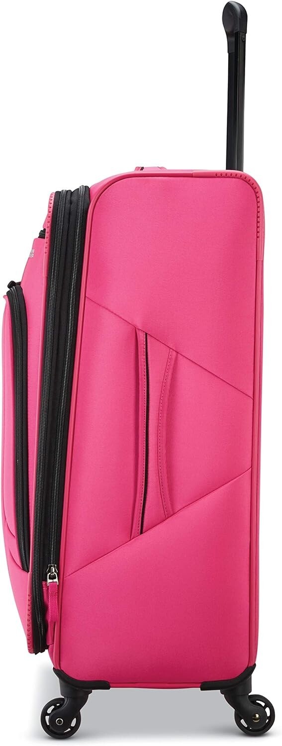 Expandable Softside Luggage - Spinner Wheels - Pink - Checked-Medium 25-Inch