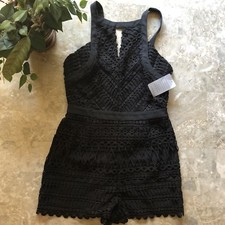 Adelyn Rae Black Crochet Romper Nwt Size Medium