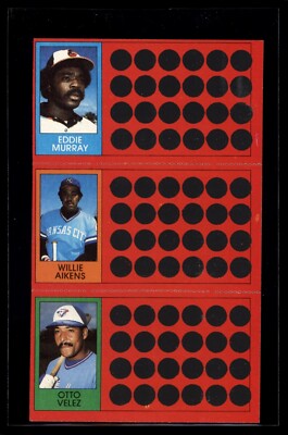 EDDIE MURRAY 1981 Topps Scratch-Off 3 Card Panel w/Aikens & Velez C2