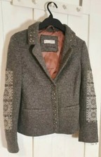 Women's Odd Molly Grey 'uptown Girl' Blazer Jacket Size 0 (uk 6-8) * Rare * Vgc