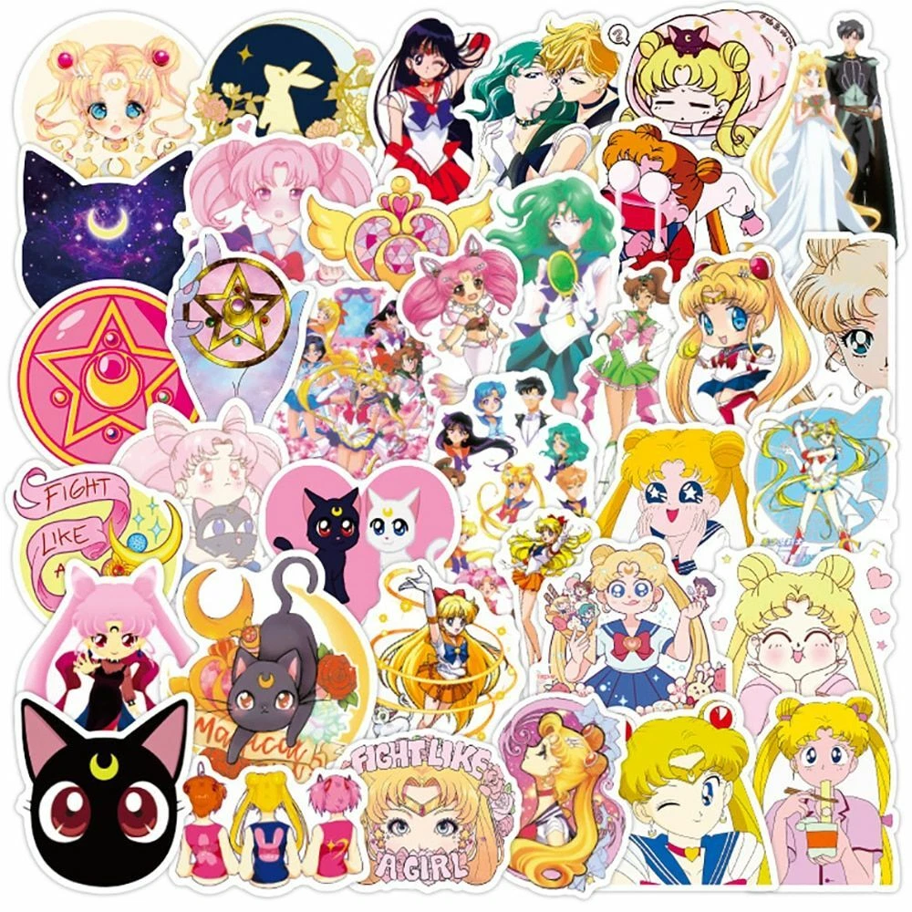 100pcs Anime Sailor Moon Stickers Pack Cartoon Waterproof DIY Cool Graffiti  Set | eBay