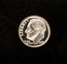 1963 10c HIGH GRADE CAMEO PROOF !!!!! ATTRACTIVE 2-SIDED FROST !!!!!
