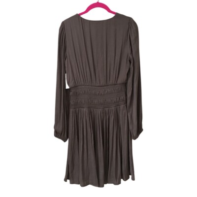 knee length dresses for ladies Chocolate Satin Wrap Long Sleeve Mini Dress – AX Paris main image 0