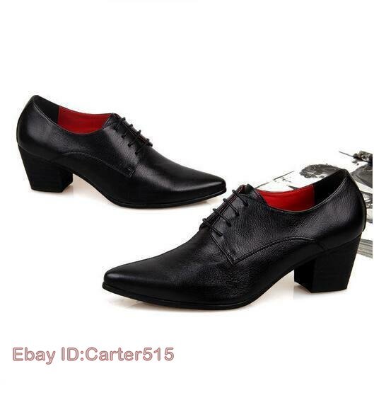 Zapatos Oxford formales británicos de cuero con punta puntiaguda tacón cubano con cordones