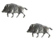 2 x Wild Boars Handcrafted From English Pewter Pin Badges TSB-A71