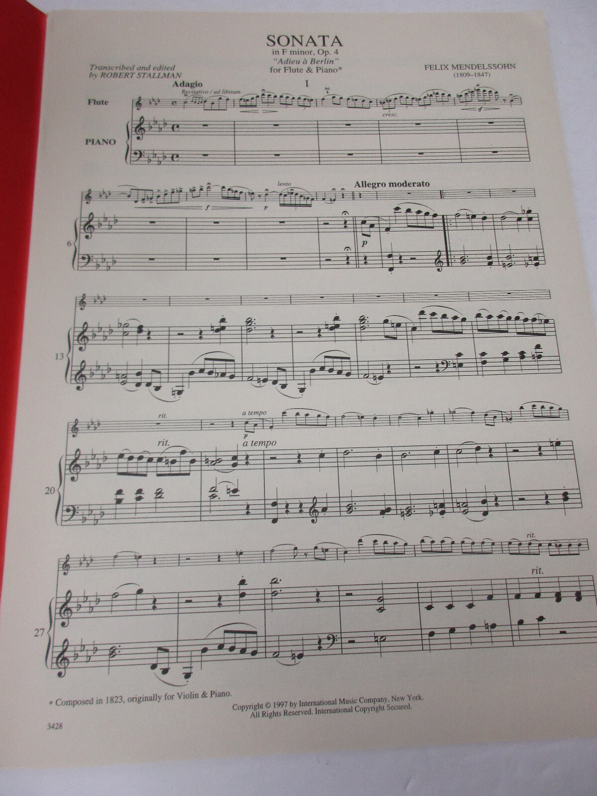 Mendelssohn Sonata in fa minore Op. 4 per flauto e pianoforte foto 3