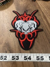 Tribal Triple Skull Red And Black Embroidered Iron On Patch New