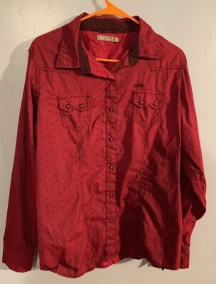 Women's Size XXL  2X Cruel Girl Western Snap Down Front Red & Black GUC