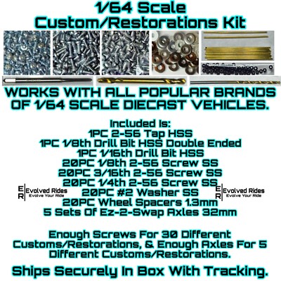 Rivet Screws FULL Kit For 1/64 Scale Custom Restoration Hot Wheel & Other