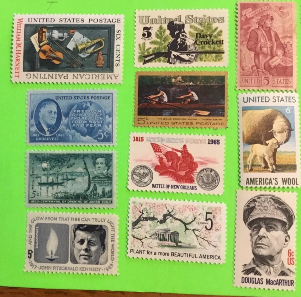 Historical Lot of 15 1946-1971 unused 5 & 6 cent US stamps & LOW SHIP - Image 2 of 4