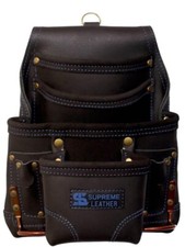 10 PKT Top Grain Leather Tool Pouch Carpenter,Construction,Framers,Handyman