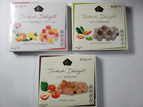 TURKISH DELIGHT ~ 3ER PACK ~ PISTAZIE / HASELNUSS / ROSE, ZITRONE, ORANGE ~ BONBONS