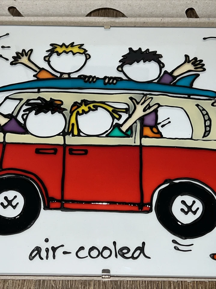 Hand Painted On Glass Clip Frame Family Friends Camper Van Picture "Air Cooled" - Image 4 of 4