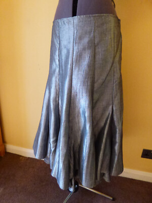Silver Skirt Marks And Spencer M&S PER UNA Silver Metallic Satin Swishy Lined Ruffle Long Skirt - Foto 10