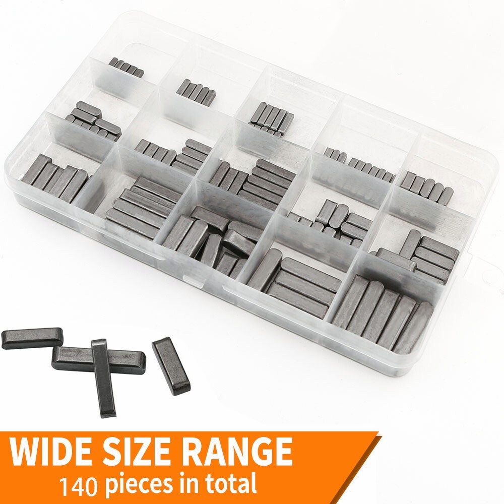 140Pcs Stainless Steel Key Stock Keystock Assortment Round Ended