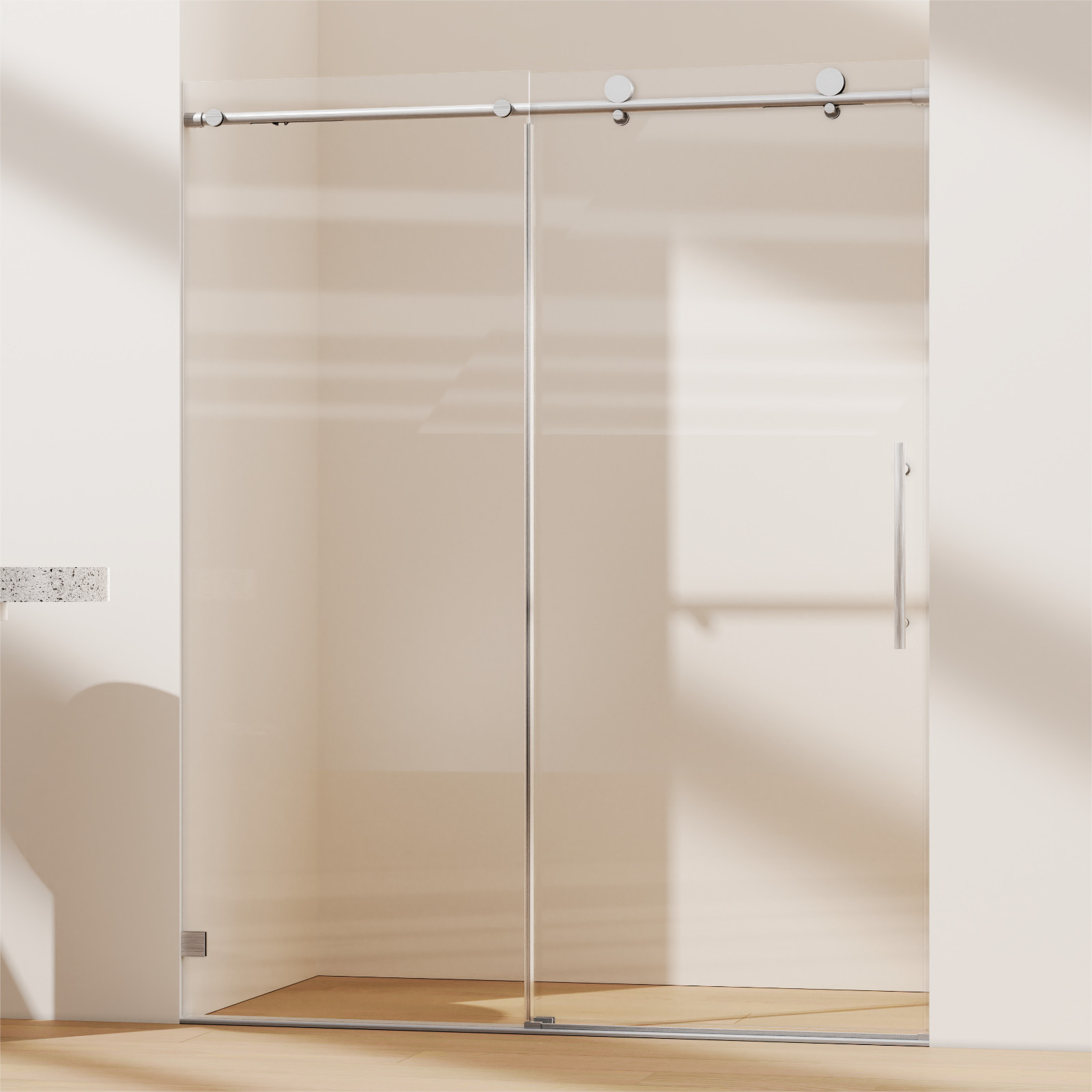 60''W x 74''H Sliding Frameless w 5/16" (8mm) Clear Glass Shower Door Upgraded