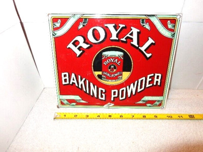 VINTAGE 10x8 in ROYAL BAKING POWDER NEW YORK ADV. SIGN METAL PORCELAIN - S 216 D