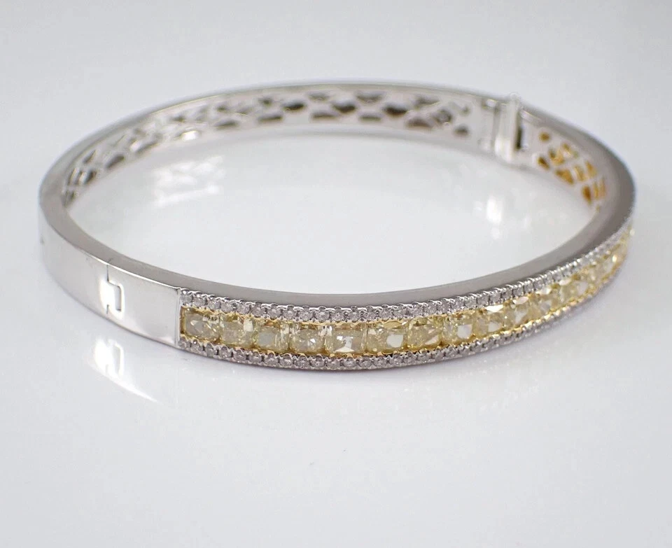 Brazalete Brazalete Hombre Citrino Creado en Laboratorio Corte Redondo 7CT Acabado Oro Blanco 14K Foto 3 de 4